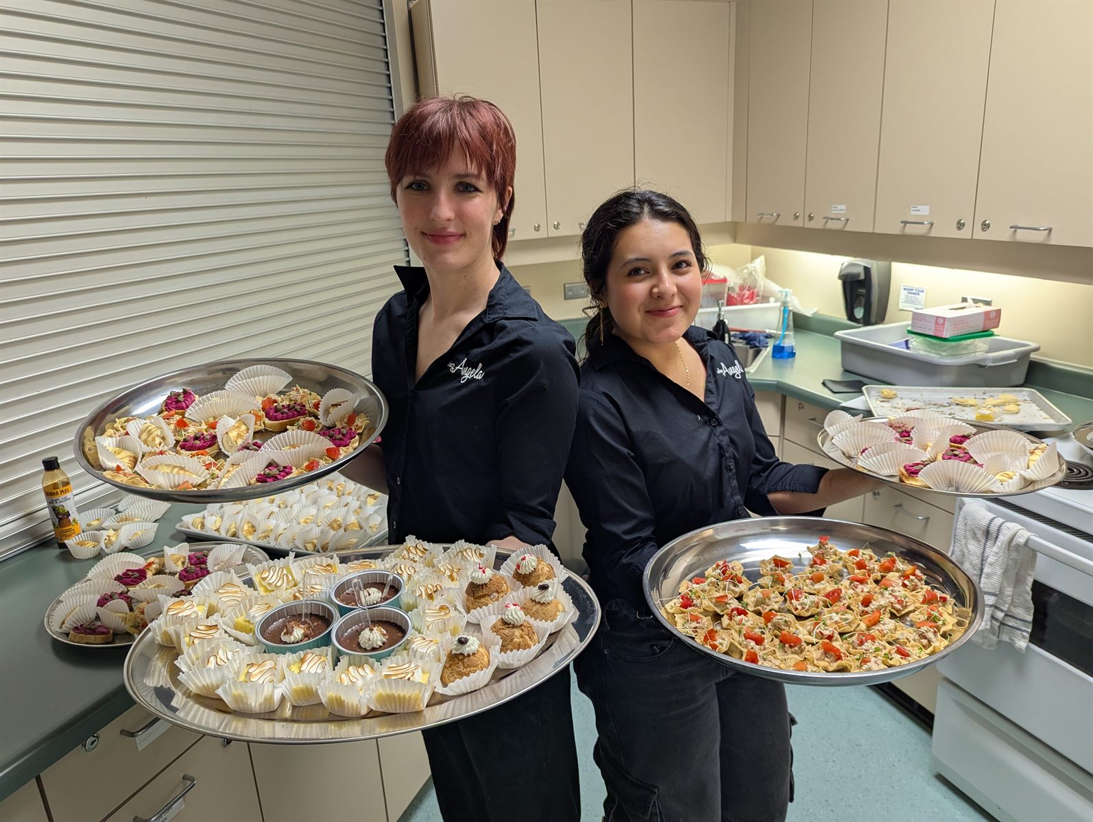 Prepared trays for a catered gathering