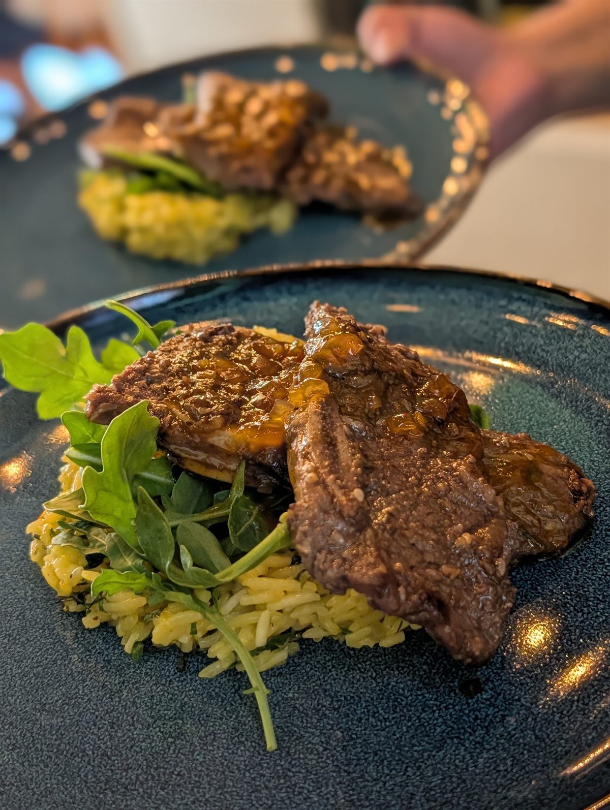 A plated private event main course from Chez Angela